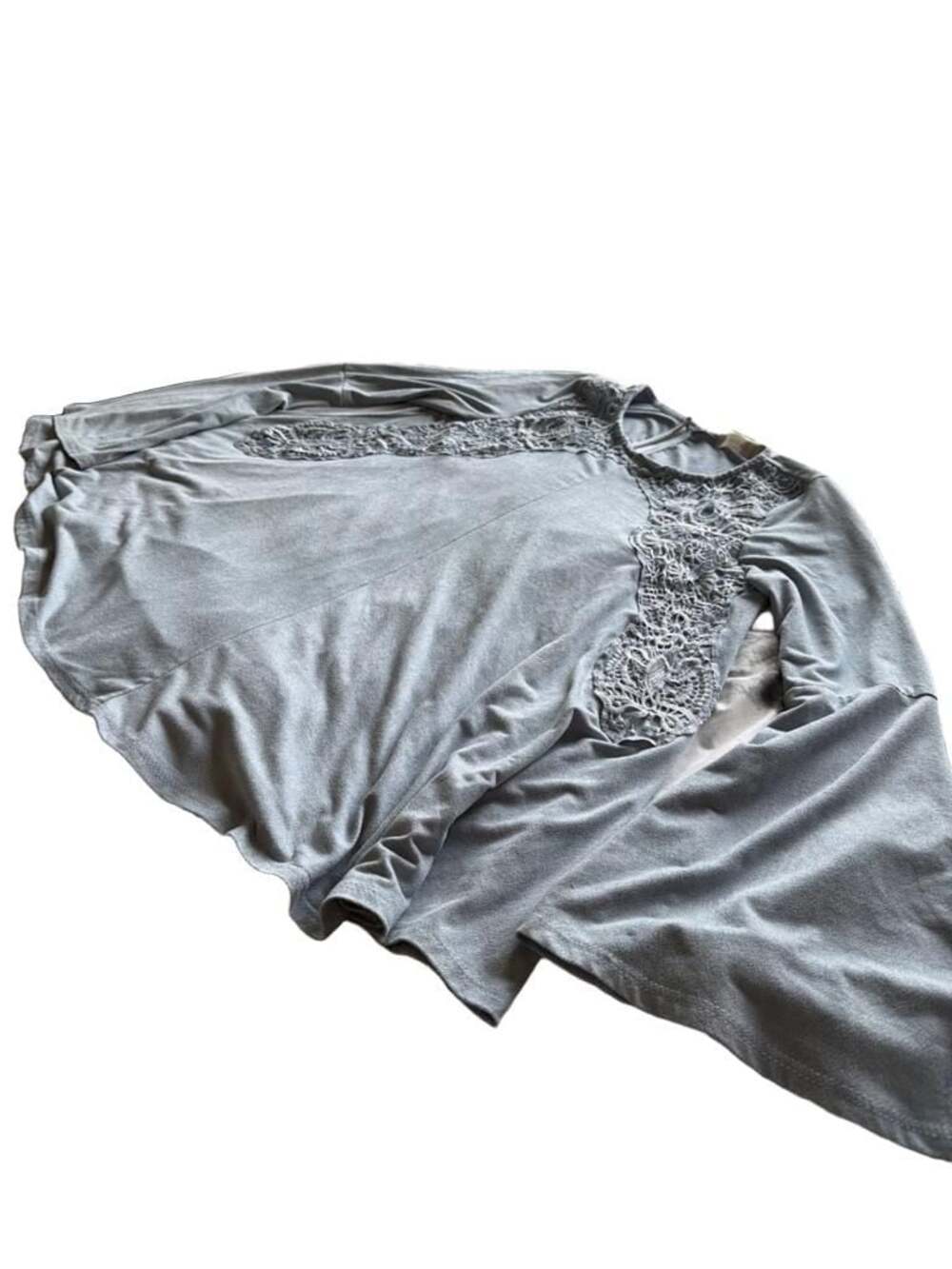 Altar'd State Blue Long Sleeve Top with Lace Inset Detail Size XS